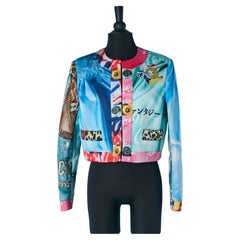 Printed rayon edge to edge quilted jacket MOSCHINO COUTURE