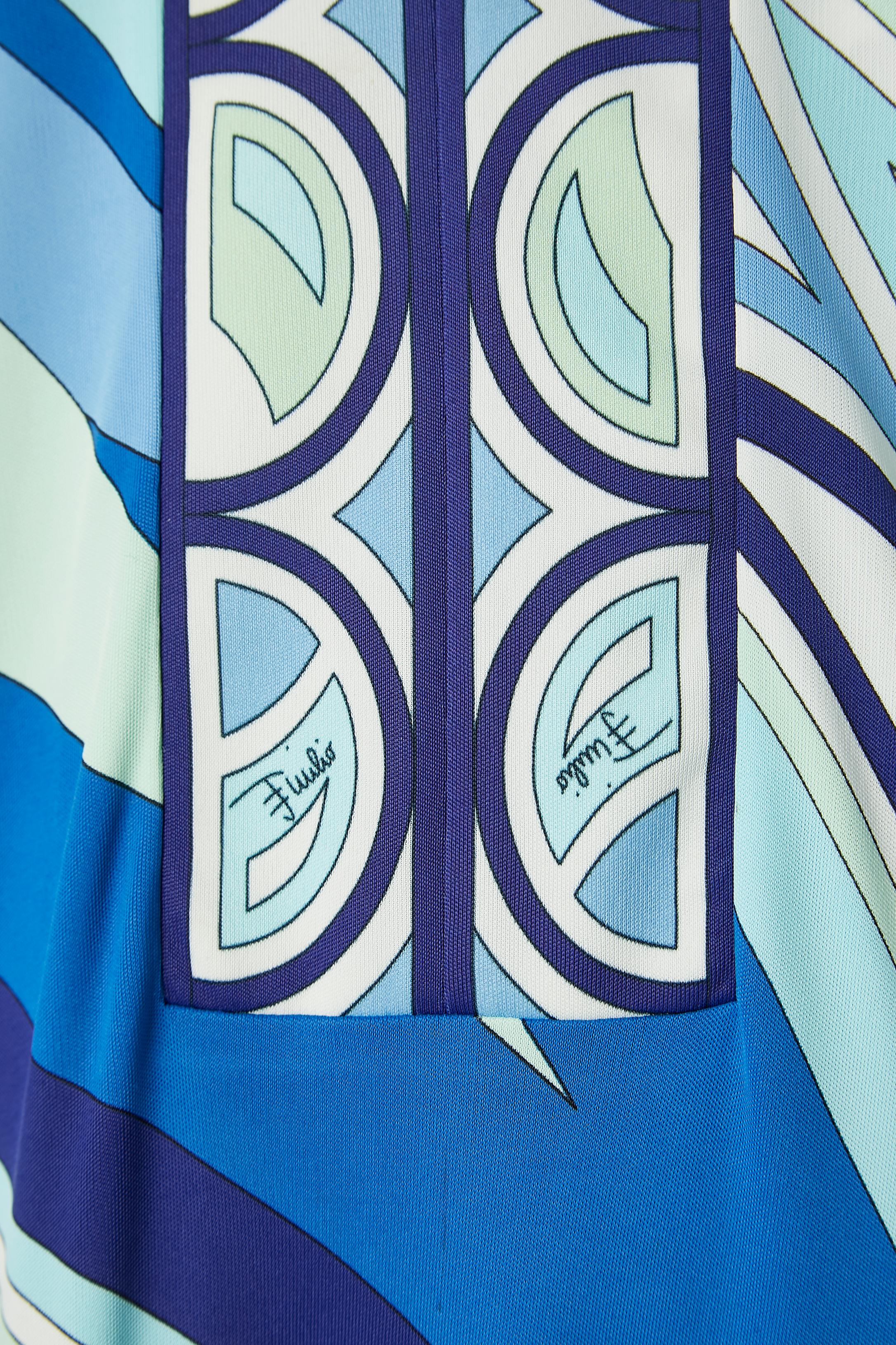 Blue Printed rayon jersey tunic Emilio Pucci  For Sale