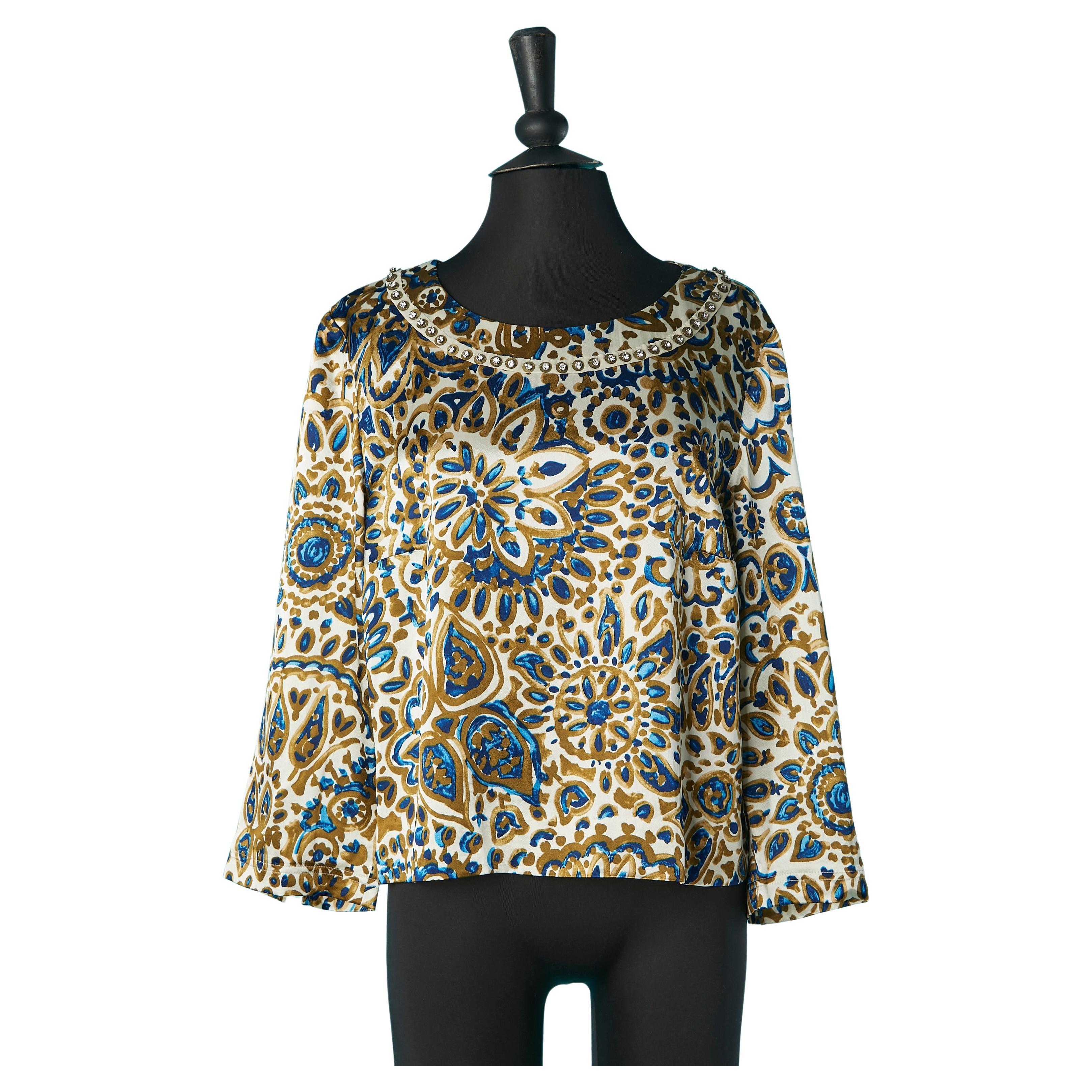 Printed rayon top with rhinestone around the neck Chloé  For Sale