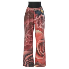 Printed roses jean with transparent pastilles appliqué Roberto Cavalli
