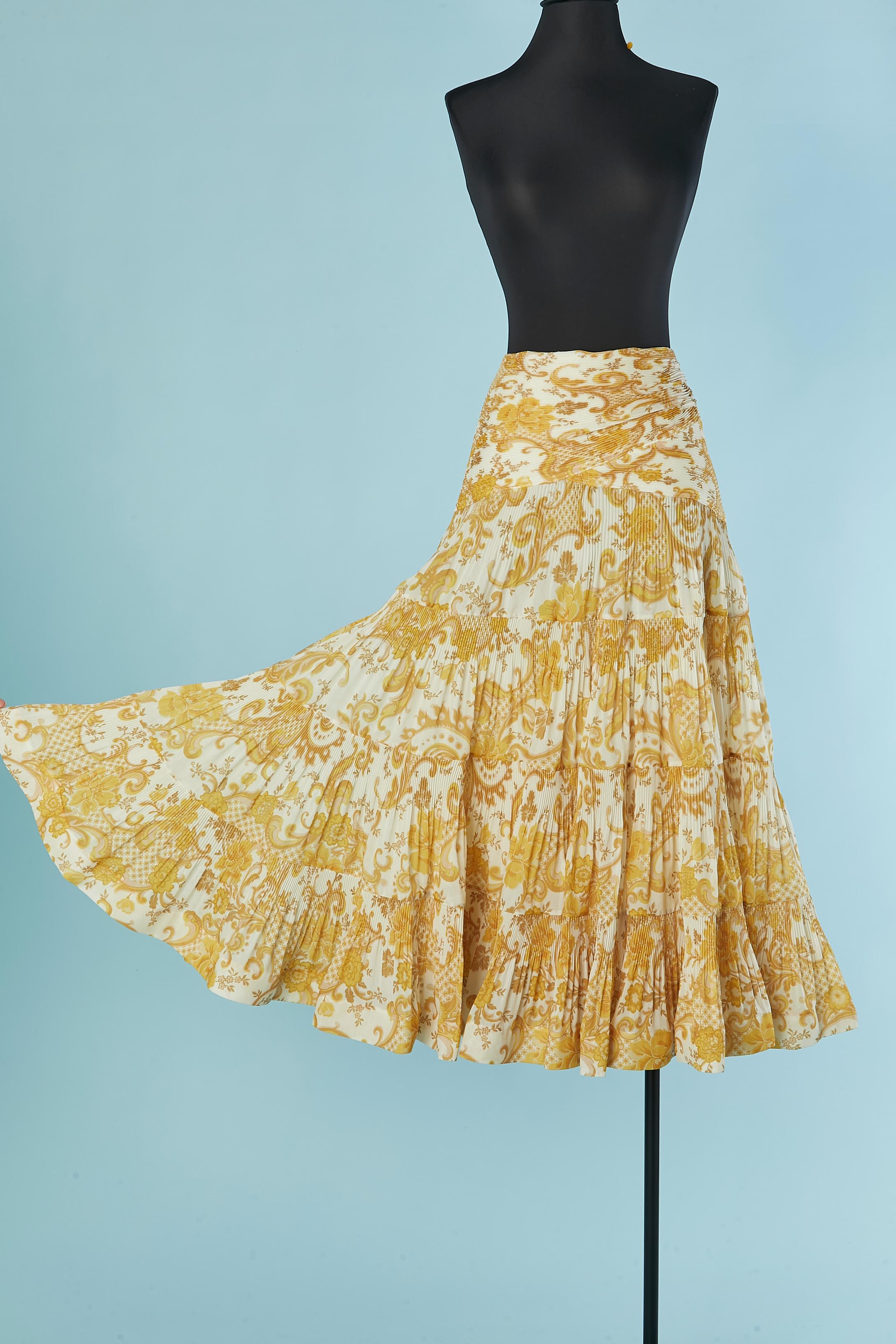 Beige Printed ruffled and pleated skirt ZIMMERMANN For Sale