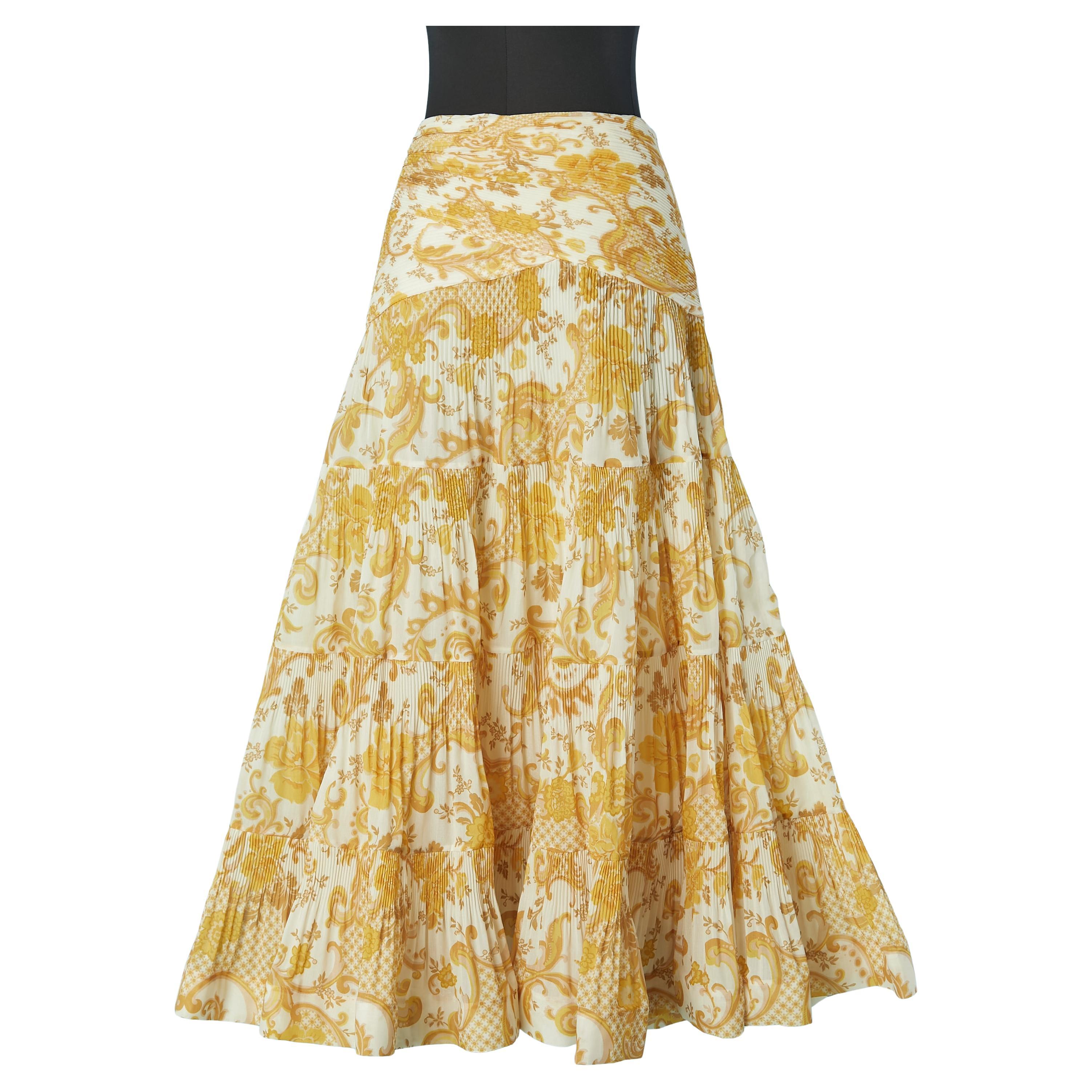 Printed ruffled and pleated skirt ZIMMERMANN