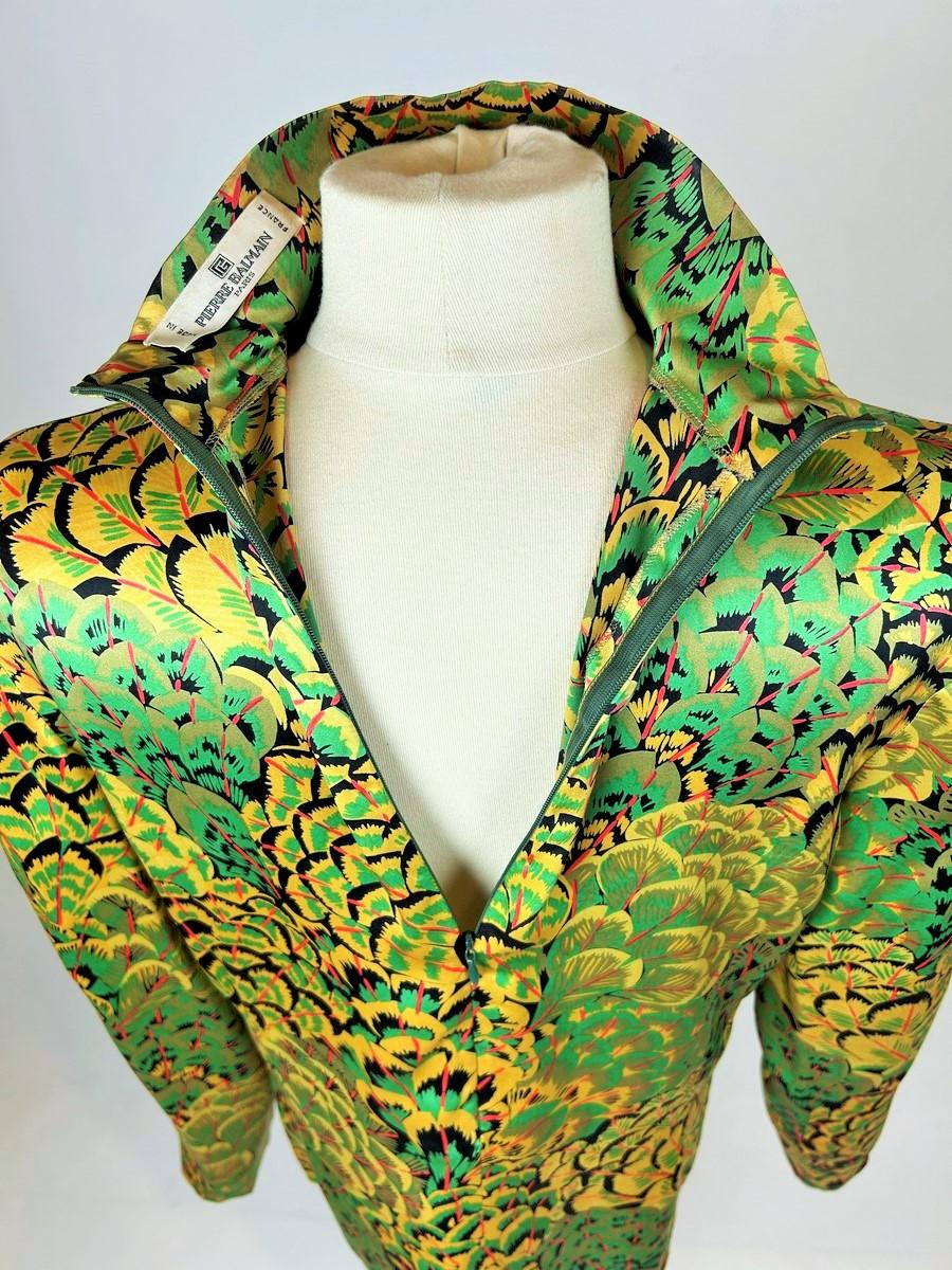 Printed satin blouse by Pierre Balmain Haute Couture - France Circa 1980 For Sale 6