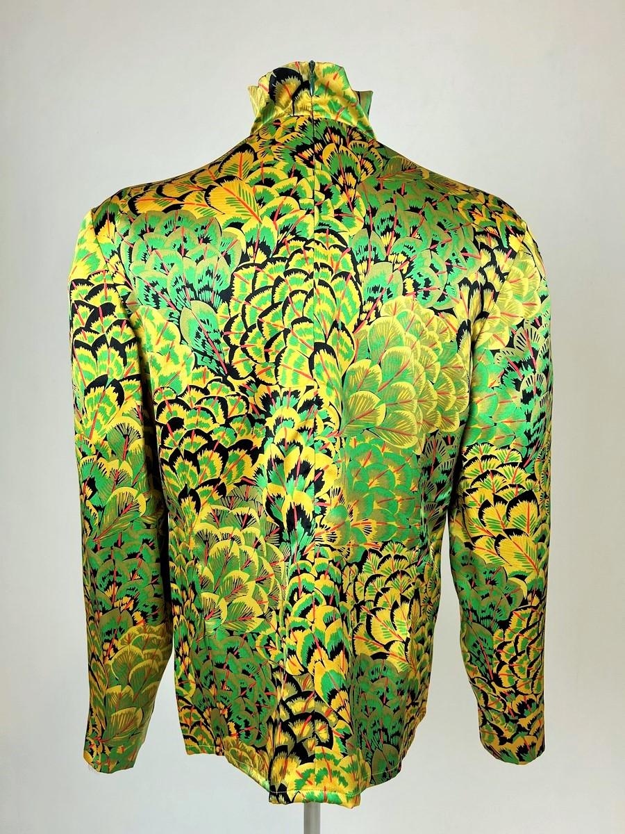 Printed satin blouse by Pierre Balmain Haute Couture - France Circa 1980 For Sale 1
