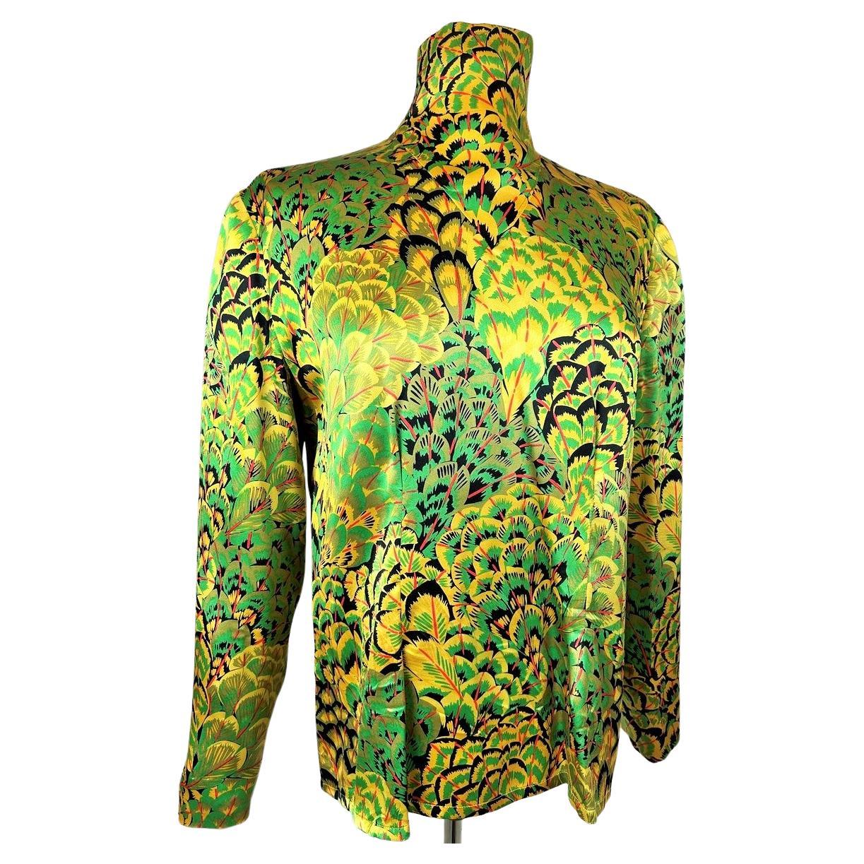 Printed satin blouse by Pierre Balmain Haute Couture - France Circa 1980