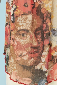 Printed see-through chiffon and stretch tulle top Jean-Paul Gaultier Maille