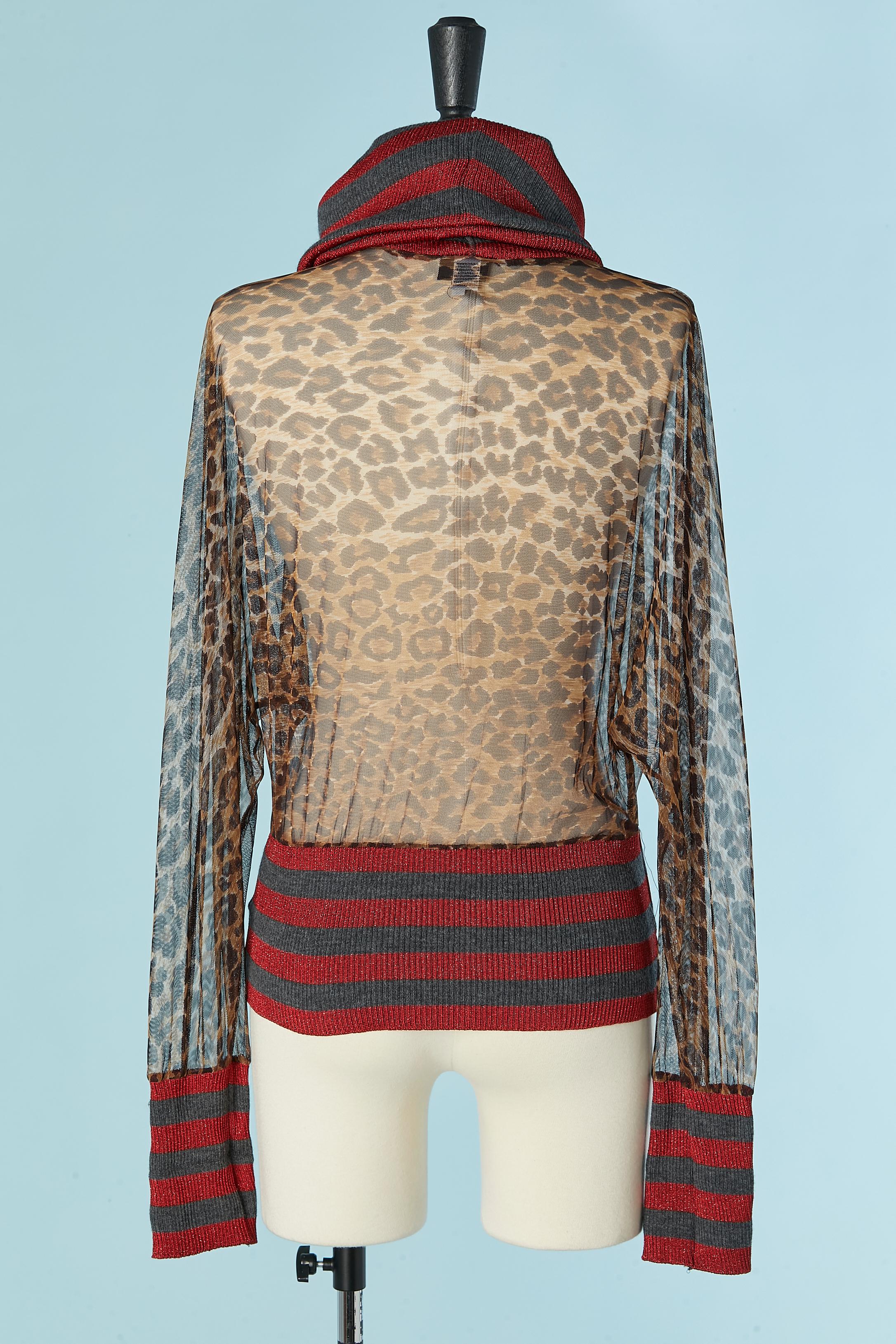 Top a collo alto in tulle e lurex stampato D&G by Dolce & Gabbana in vendita 1