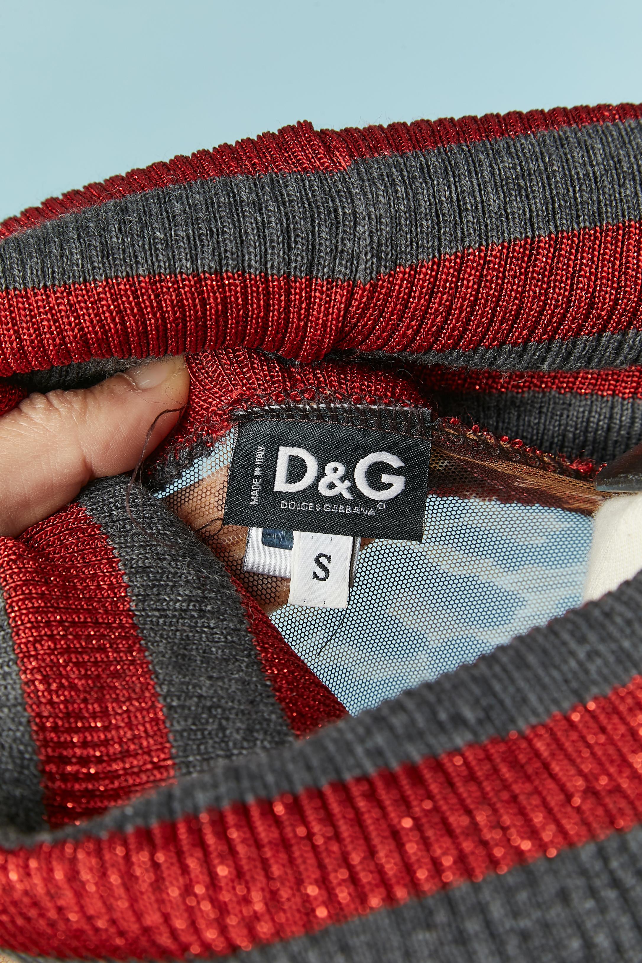 Top a collo alto in tulle e lurex stampato D&G by Dolce & Gabbana in vendita 2