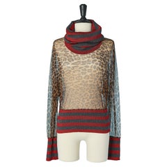 Top a collo alto in tulle e lurex stampato D&G by Dolce & Gabbana