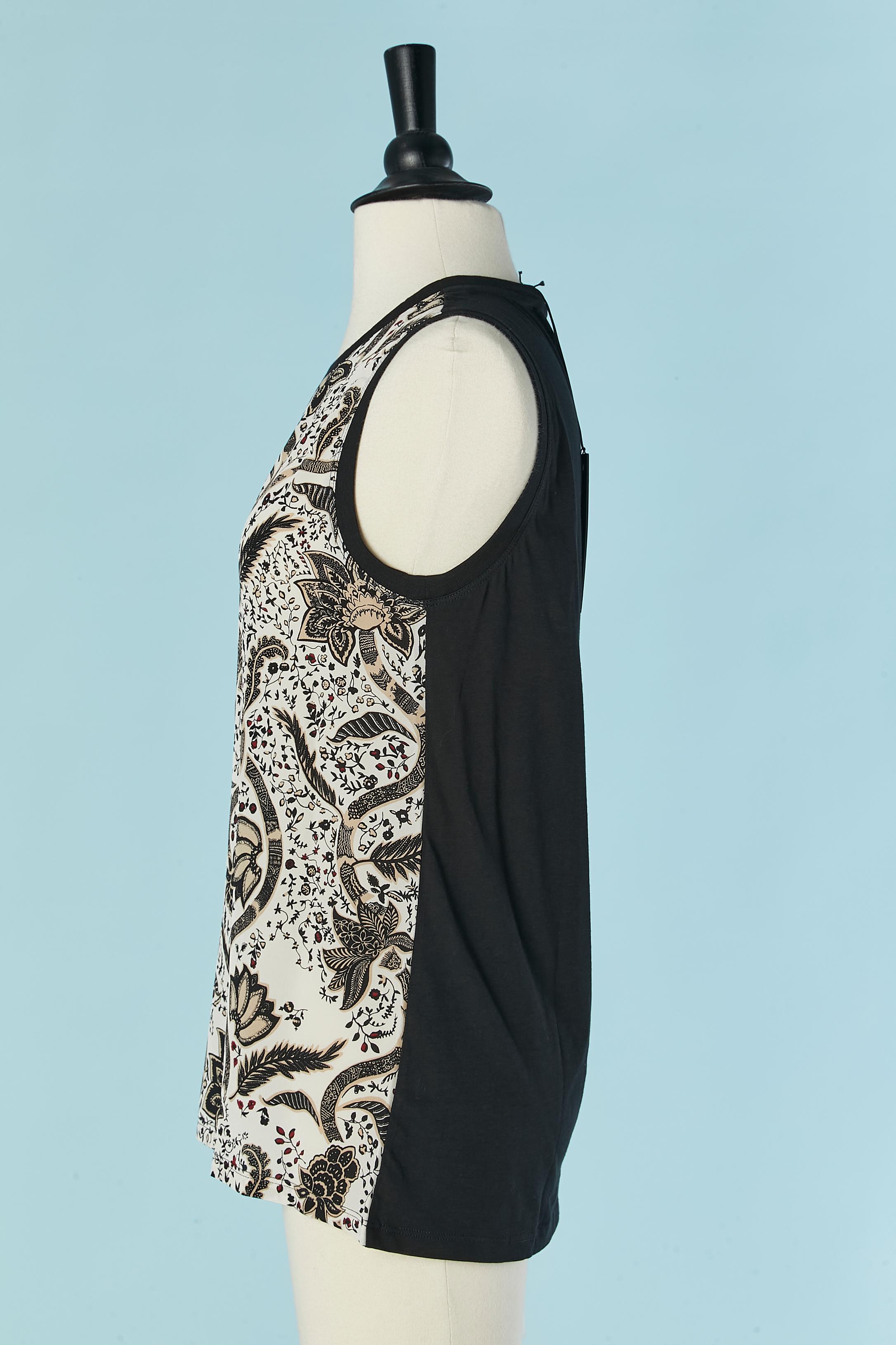 Printed silk and black jersey tank top BARBARA BUI In Excellent Condition For Sale In Saint-Ouen-Sur-Seine, FR