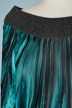 Printed silk and grey cashmere top Roberto Cavalli