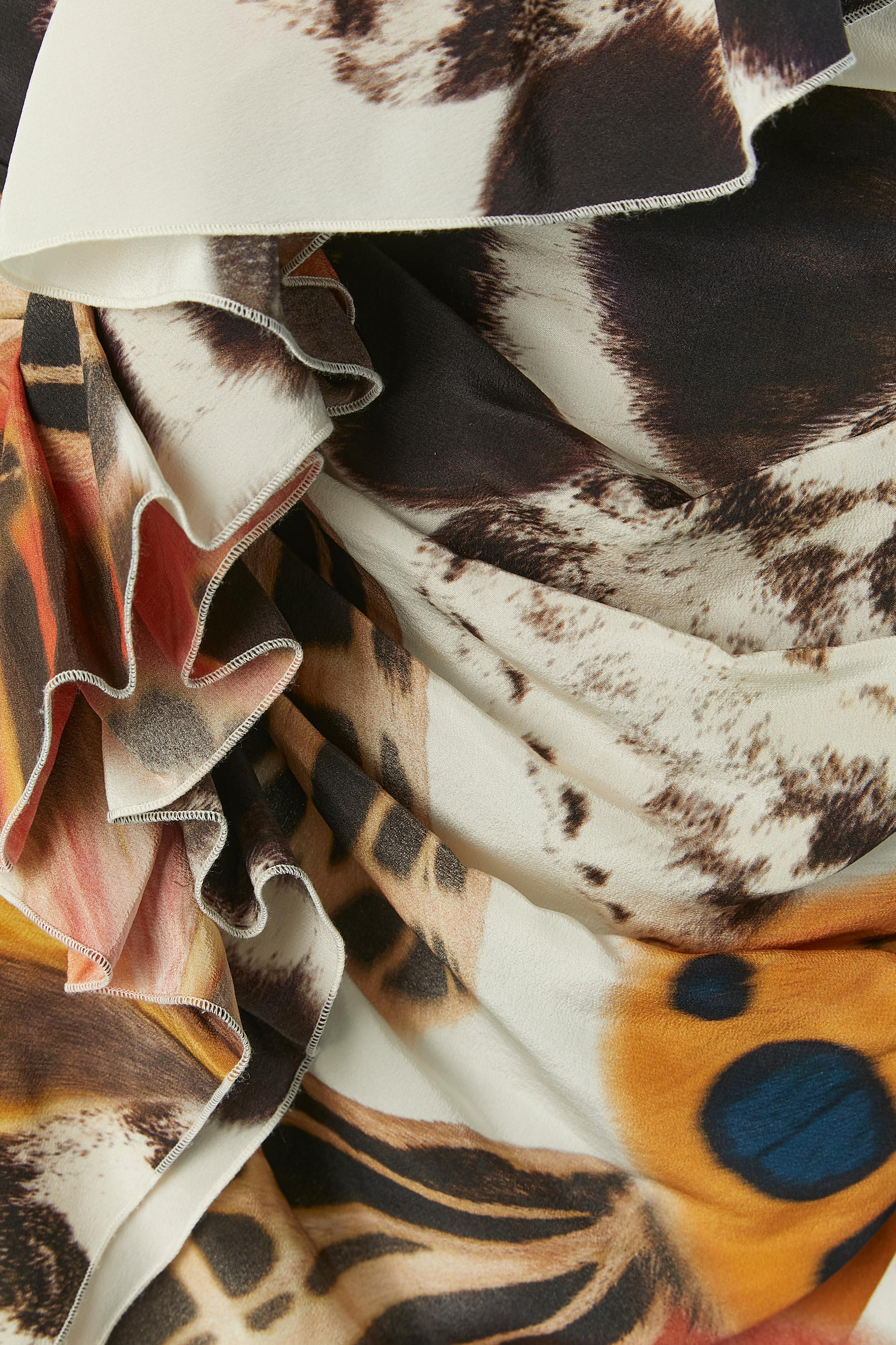 Brown Printed silk asymmetrical cocktail dress BLUMARINE For Sale