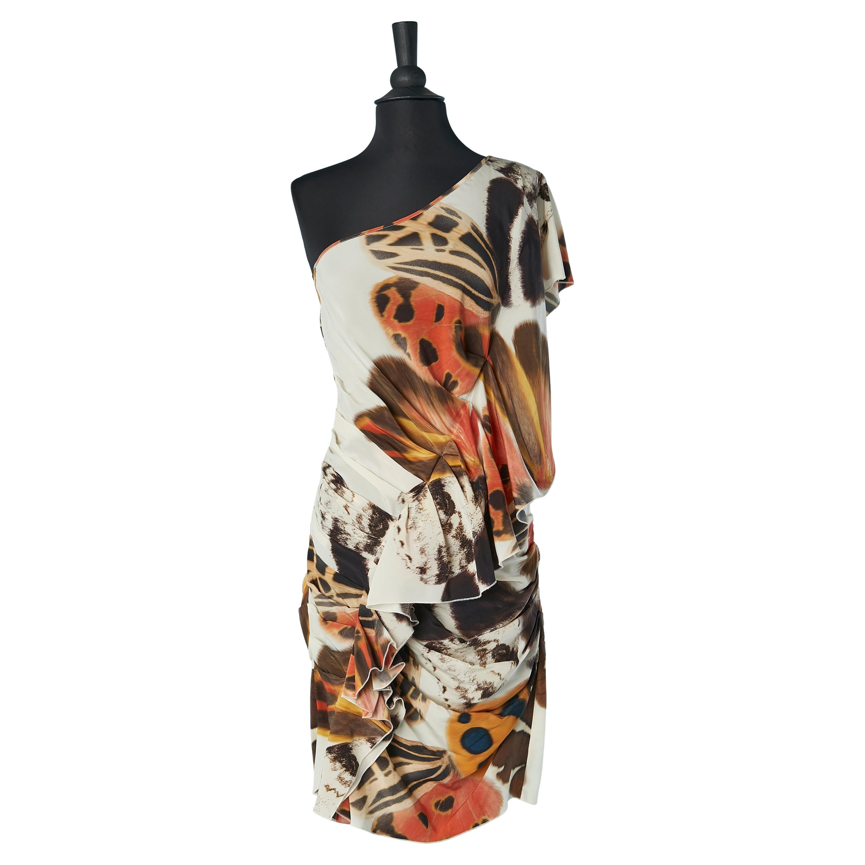 Printed silk asymmetrical cocktail dress BLUMARINE For Sale