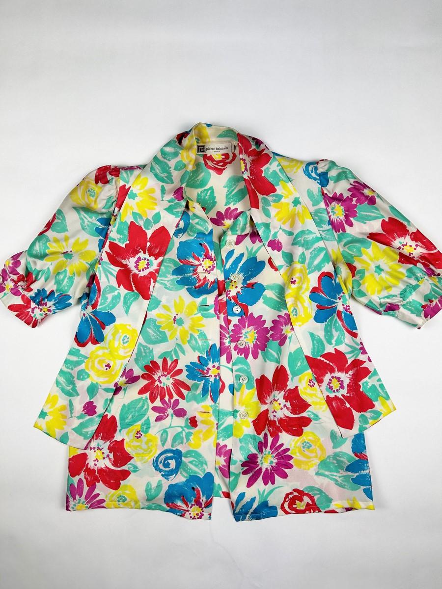 Camicetta in seta stampata di Pierre Balmain - Francia CIRCA 1985 in vendita 8
