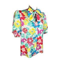 Printed silk blouse by Pierre Balmain - France Circa 1985