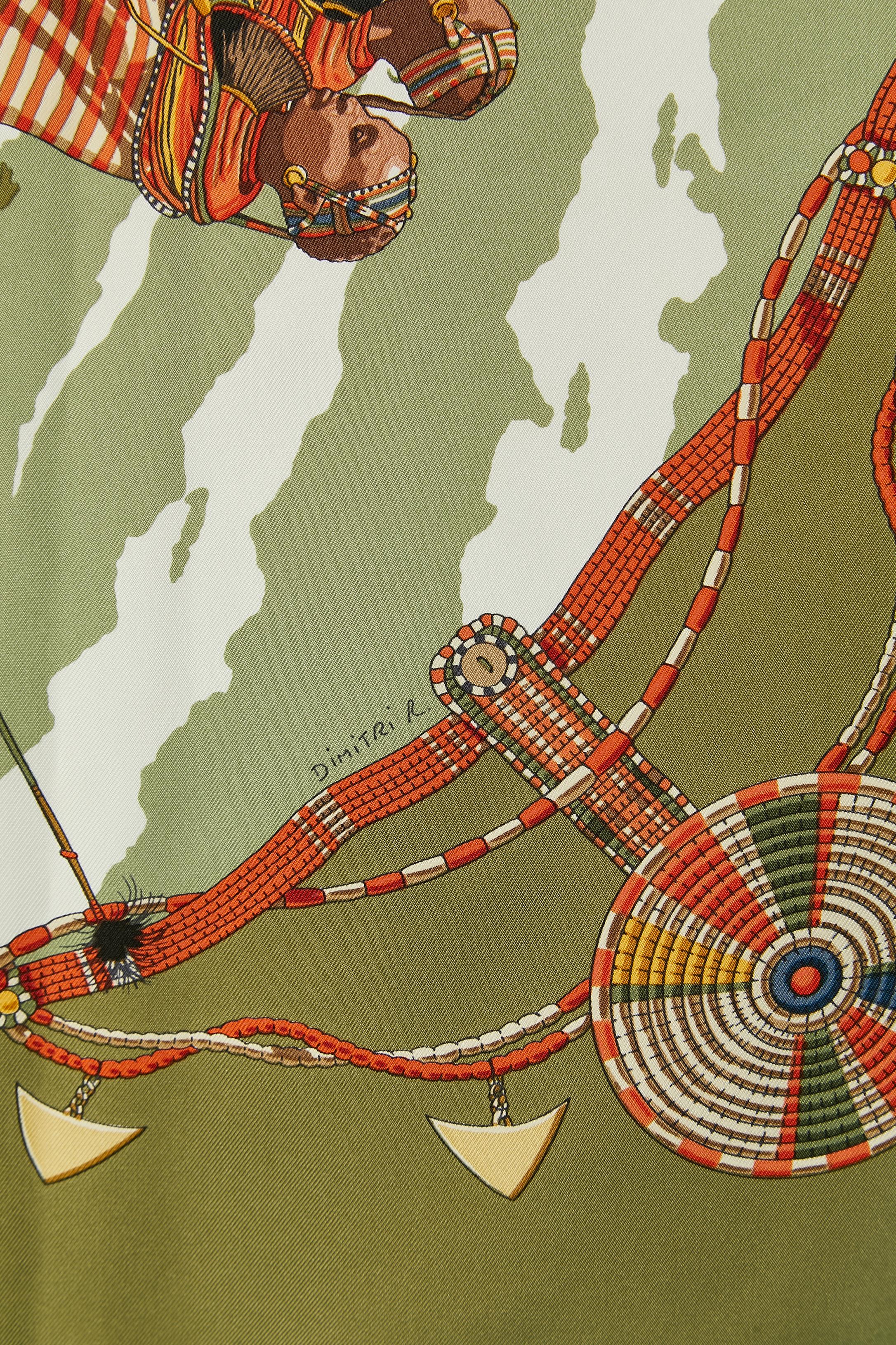 Brown Printed silk Carré scarf 