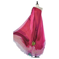 Asymmetrisches Abendkleid aus bedrucktem Seidenchiffon von Roberto Cavalli 