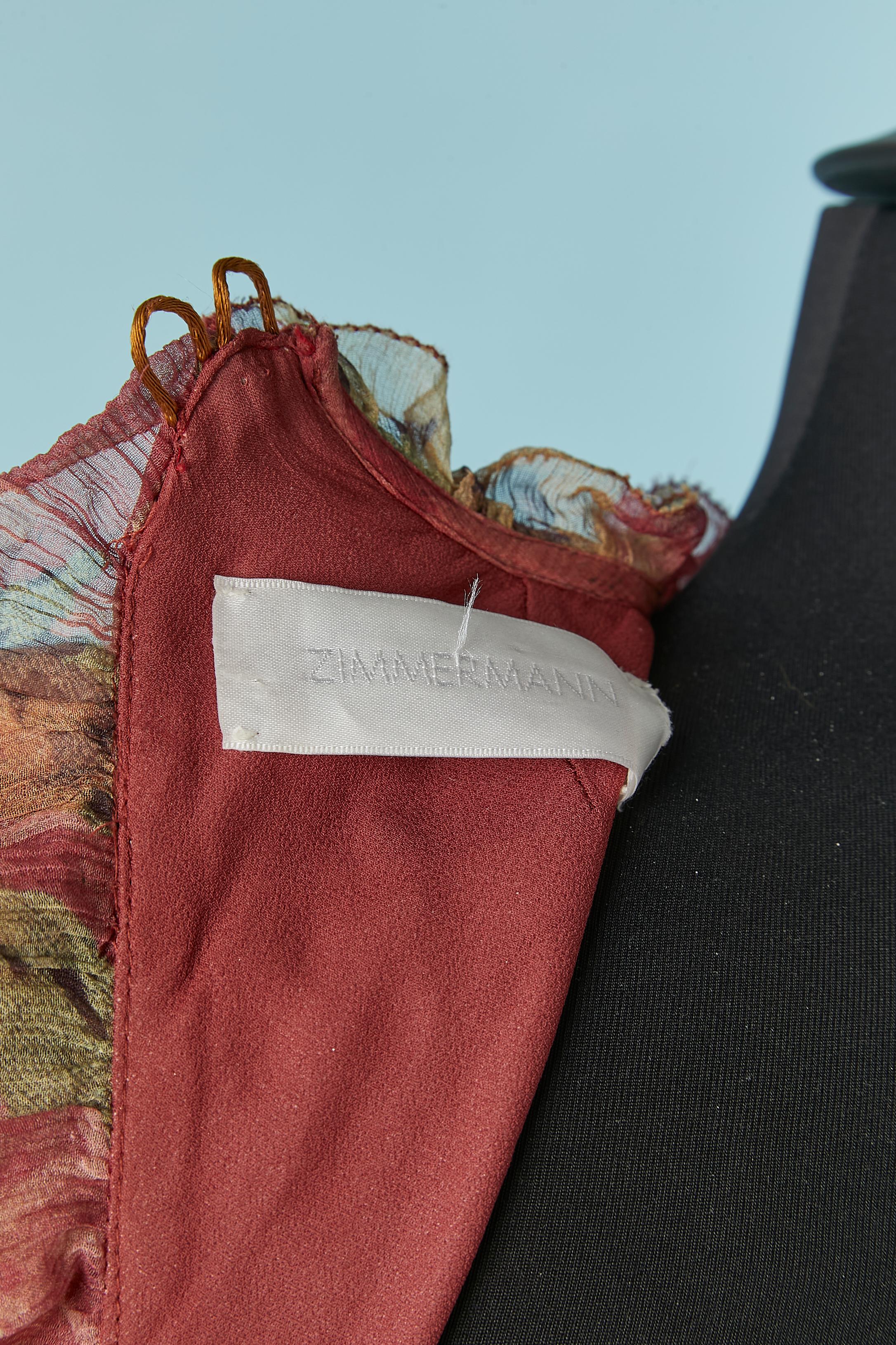 Vestido sin espalda de gasa de seda estampada con trabajo de corte  ZIMMERMANN en venta 5