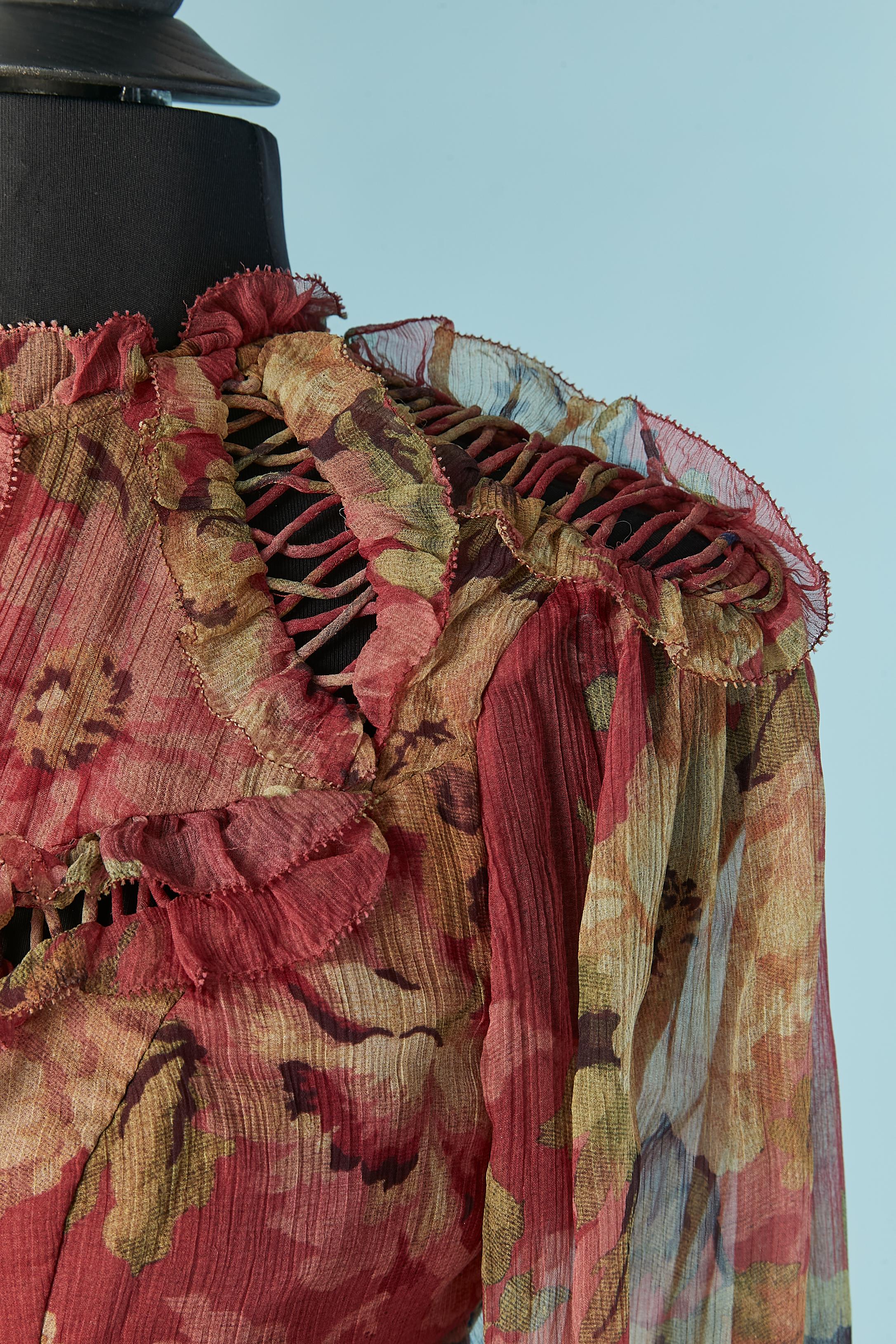 Vestido sin espalda de gasa de seda estampada con trabajo de corte  ZIMMERMANN Marrón en venta