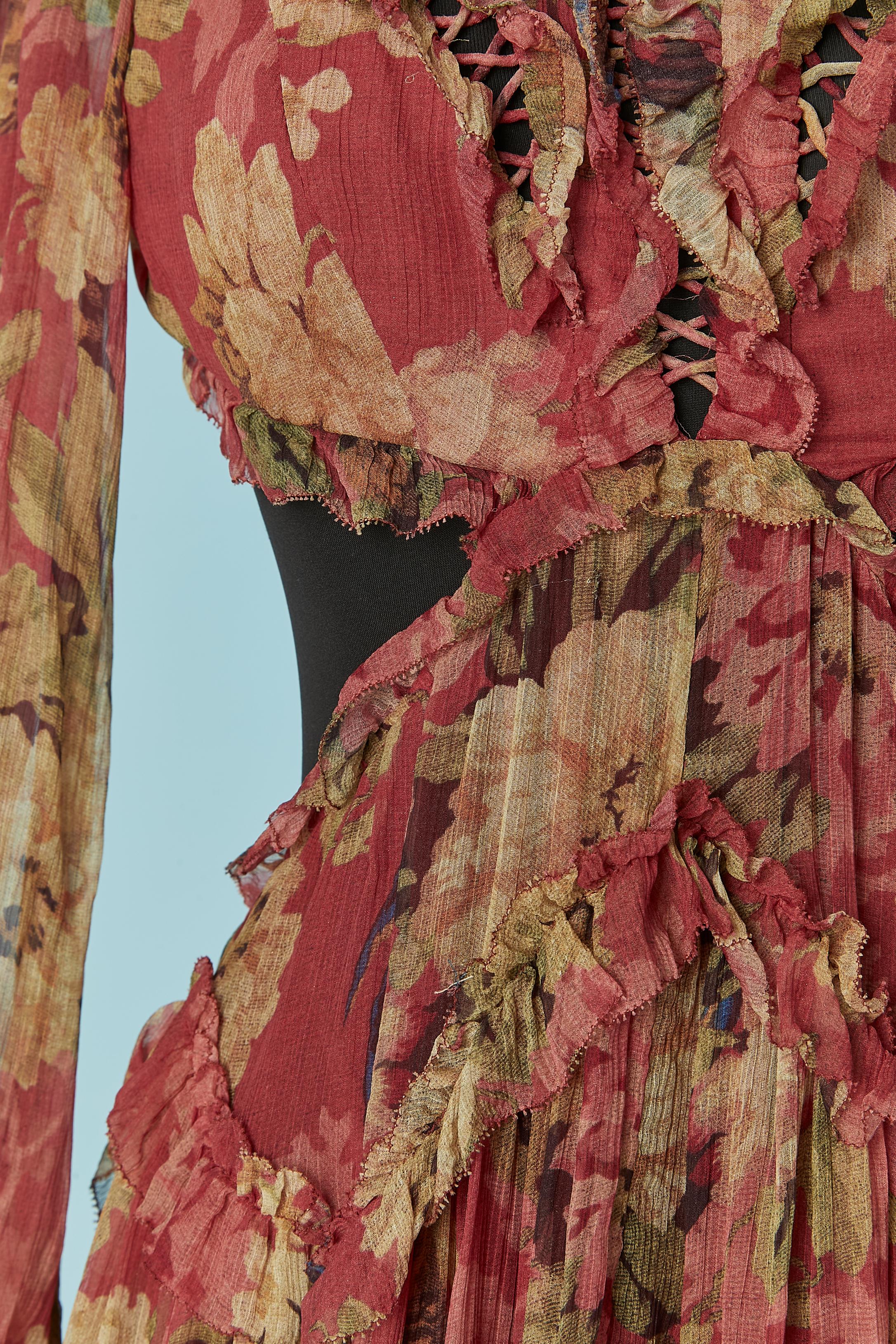 Vestido sin espalda de gasa de seda estampada con trabajo de corte  ZIMMERMANN en Excelente estado para la venta en Saint-Ouen-Sur-Seine, FR