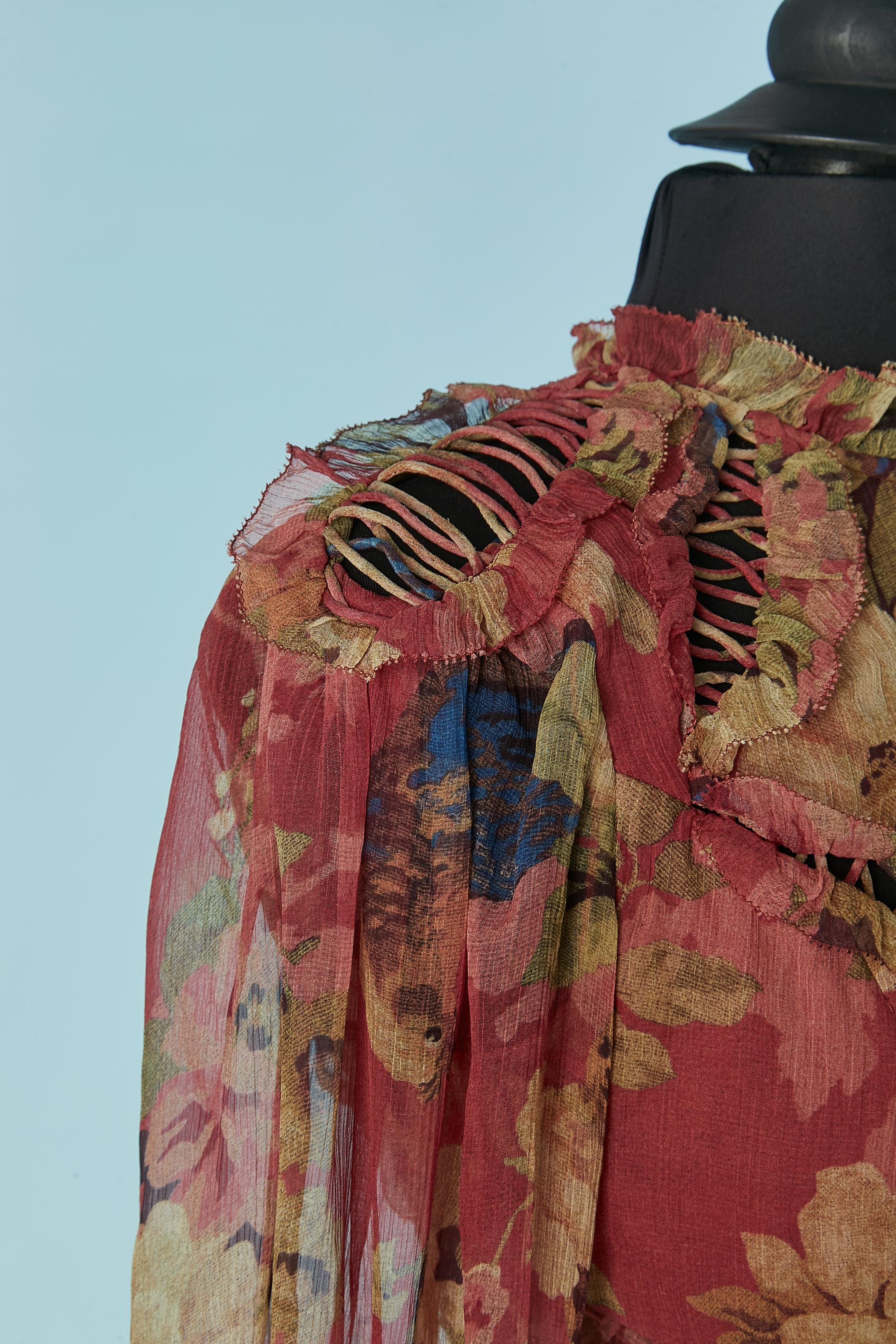 Vestido sin espalda de gasa de seda estampada con trabajo de corte  ZIMMERMANN en venta 1