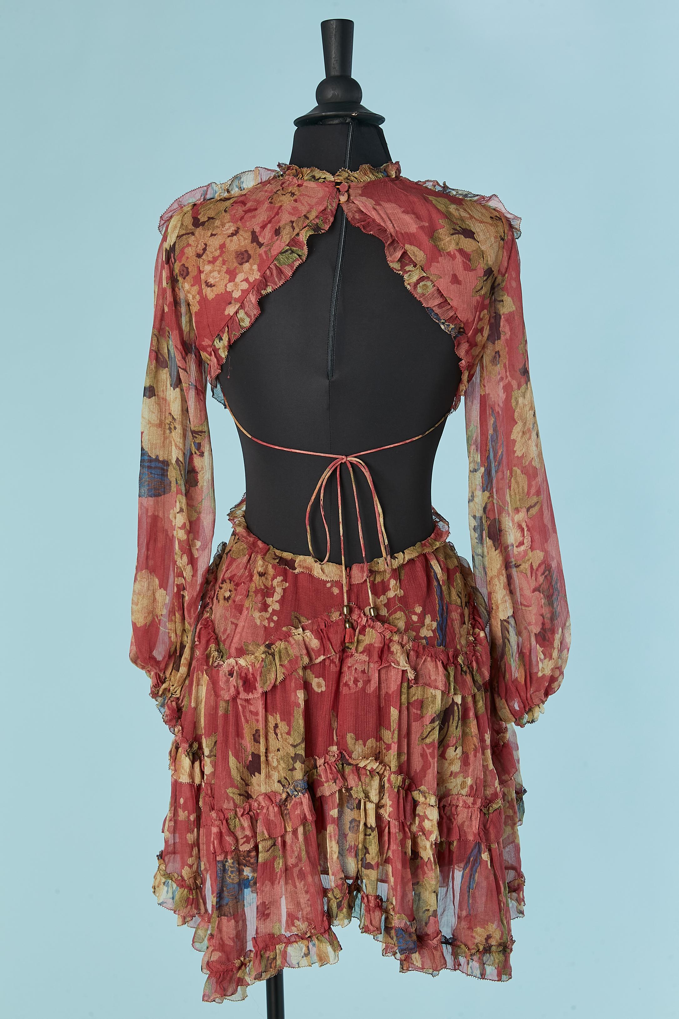 Vestido sin espalda de gasa de seda estampada con trabajo de corte  ZIMMERMANN en venta 3