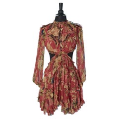 Printed silk chiffon backless dress with cut-work  ZIMMERMANN