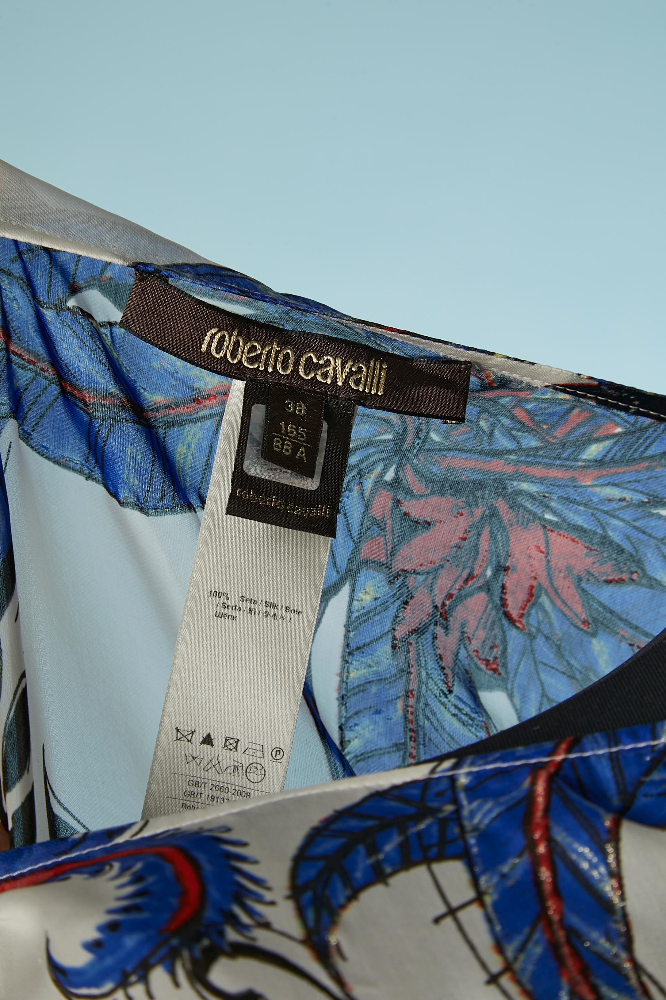 Printed silk chiffon poncho with fabric belt Roberto Cavalli  For Sale 2