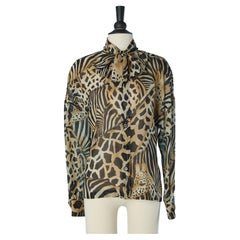 Printed silk chiffon shirt  with bow tie ESCADA by Margareta LEY