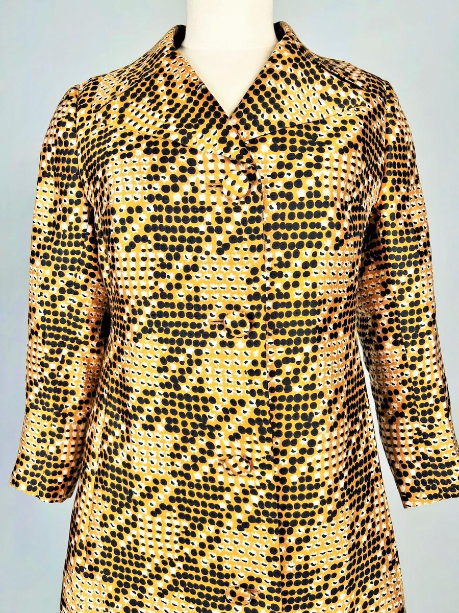 Beige Cappotto in seta stampata di Jean Hercey - Parigi, circa 1965 in vendita