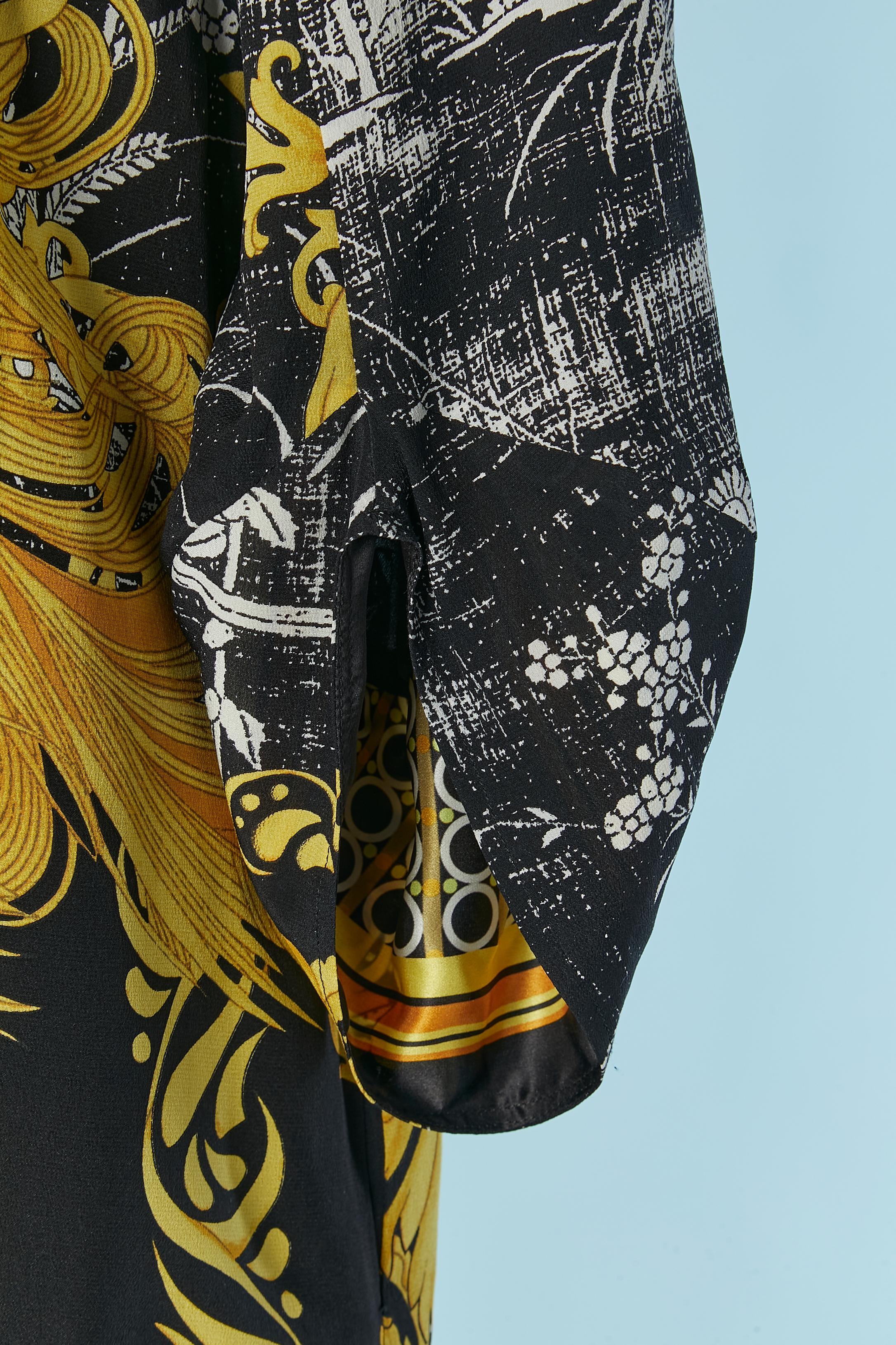 Black Printed silk cocktail dress CLASS ROBERTO CAVALLI New For Sale
