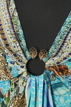 Printed silk dress with rhinestone embellishment CAMILLA (New with tag)