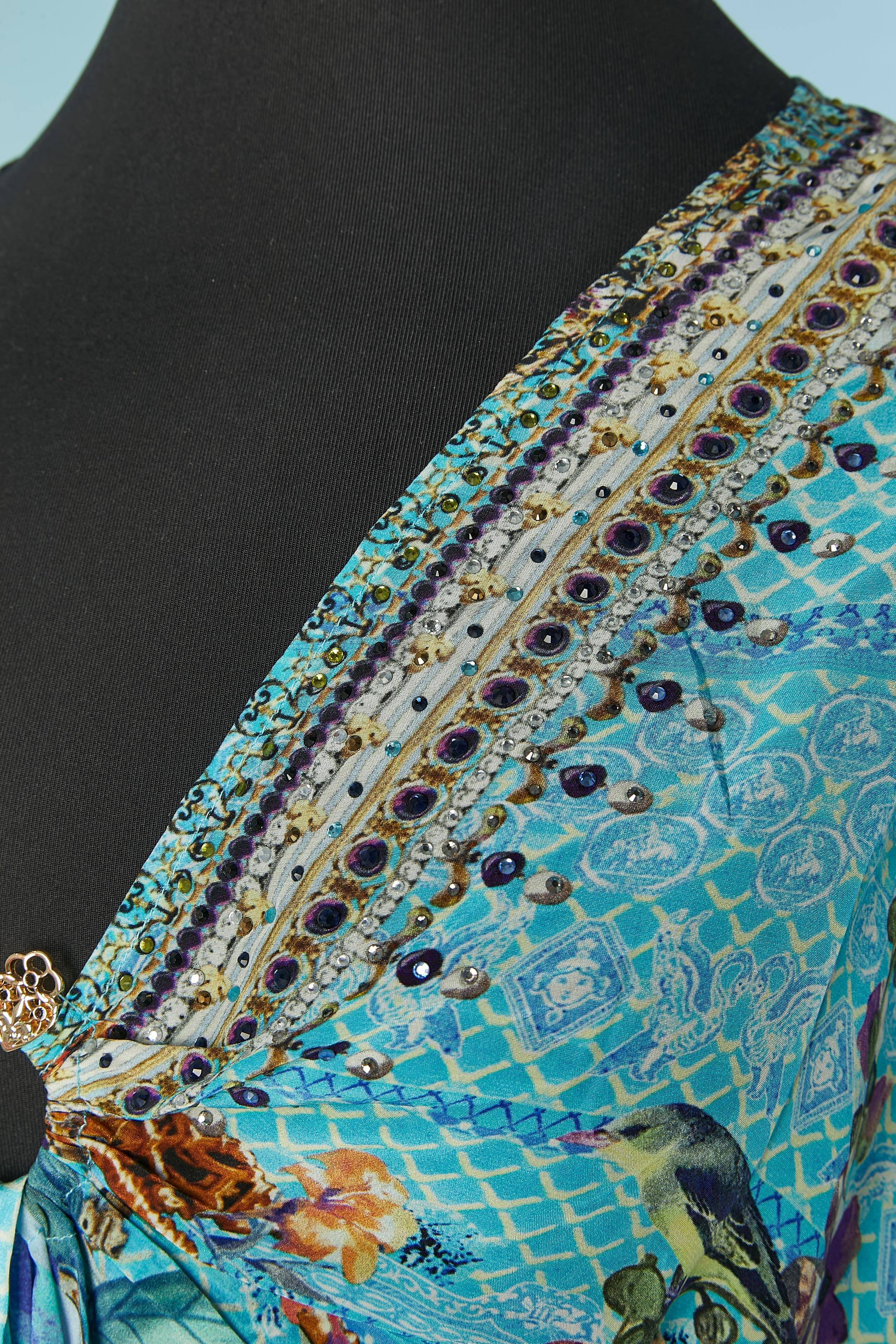 Robe en soie imprimée et ornée de strass CAMILLA (Nouvellement étiquetée) Pour femmes en vente