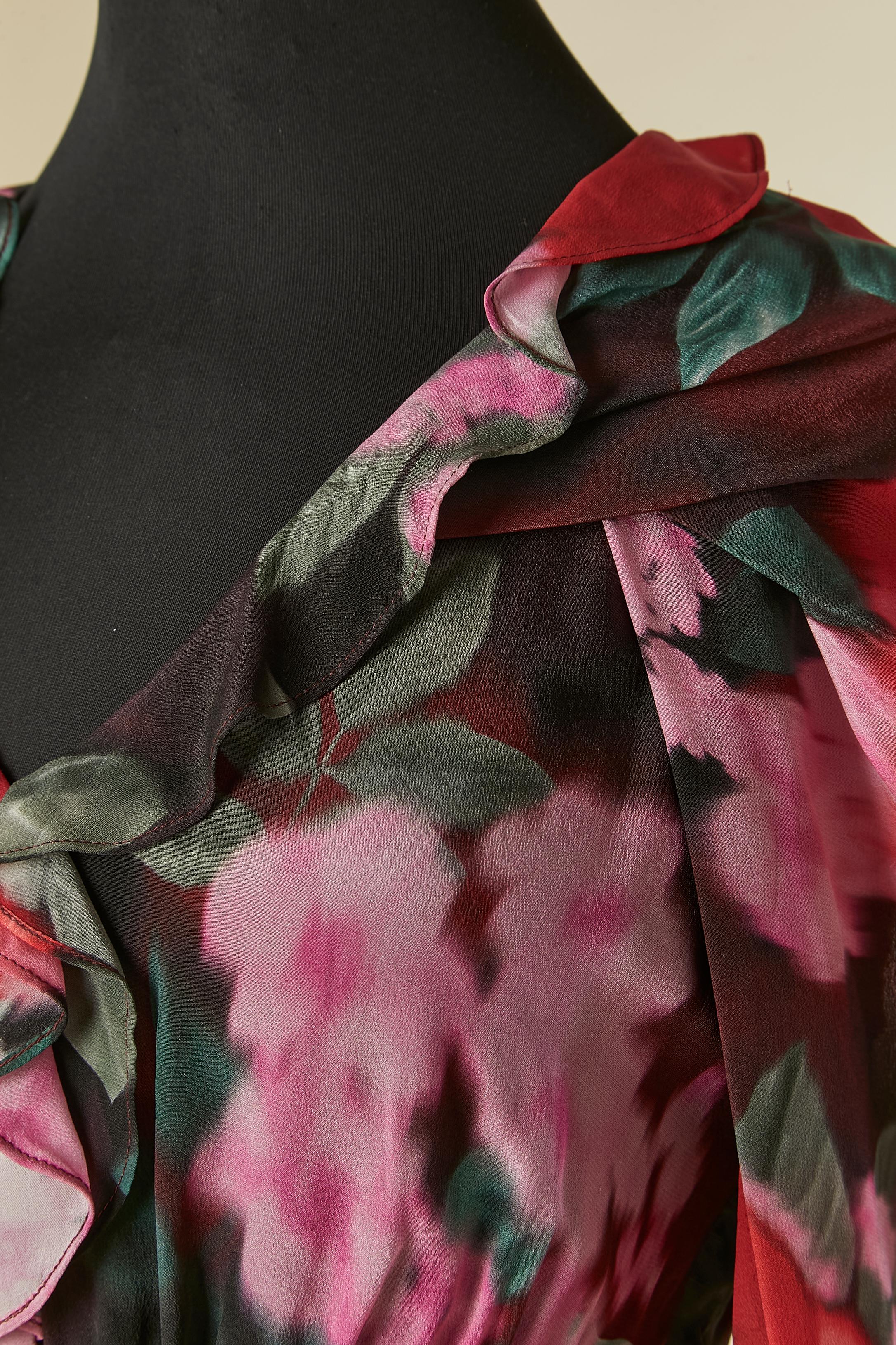 Bedrucktes Seidenkleid mit Rüsche UNGARO (Schwarz) im Angebot