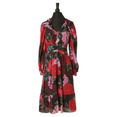 Bedrucktes Seidenkleid mit Rüsche UNGARO