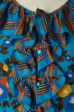 Printed silk dress with ruffles SAINT LAURENT Rive Gauche