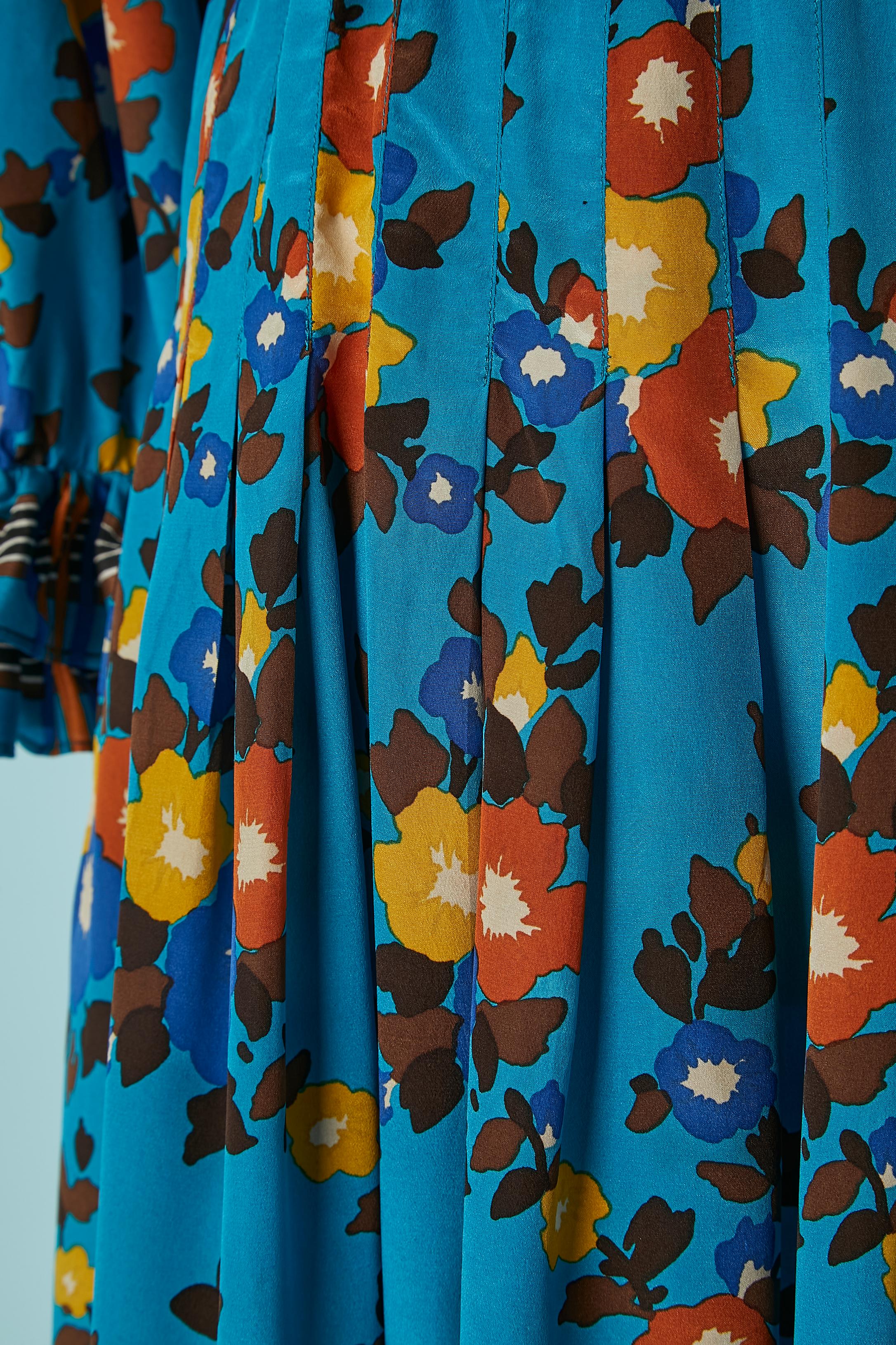 Robe en soie imprimée à volants SAINT LAURENT Rive Gauche Excellent état - En vente à Saint-Ouen-Sur-Seine, FR