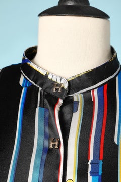 Printed silk Hermès body-suit shirt