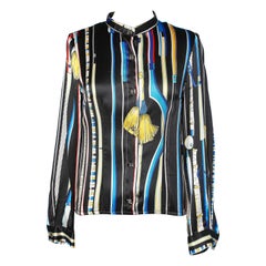 Printed silk Hermès body-suit shirt