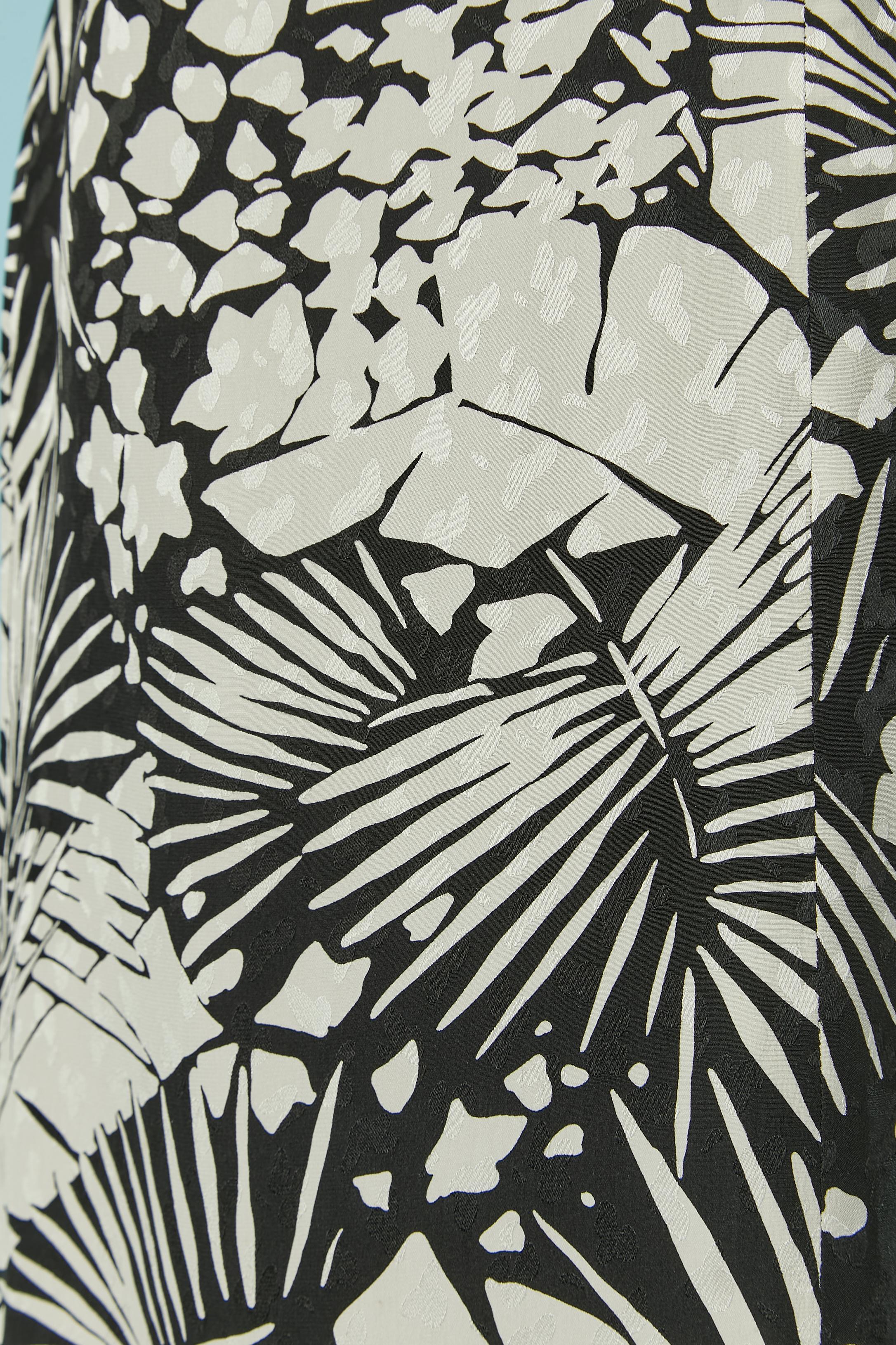 Black Printed silk jacquard cocktail dress with bow tie Saint Laurent Rive Gauche For Sale