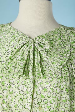 Printed silk jacquard cocktail dress with pleated collar and pockets Nina Ricci