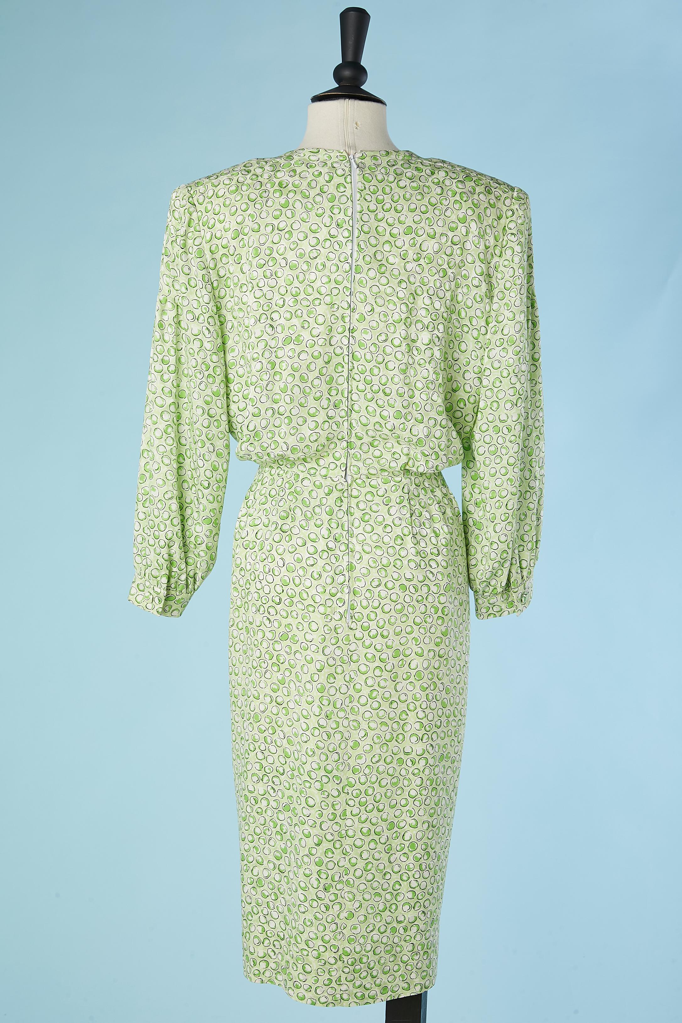 Women's Printed silk jacquard cocktail dress with pleated collar and pockets Nina Ricci  For Sale