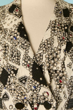 Chaqueta de doble botonadura de jacquard de seda estampado de Louis Feraud