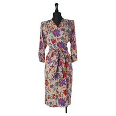 Vestido de jacquard de seda estampado SAINT LAURENT RIVE GAUCHE