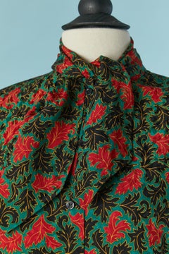 Printed silk jacquard shirt with tie collar Saint Laurent Rive Gauche