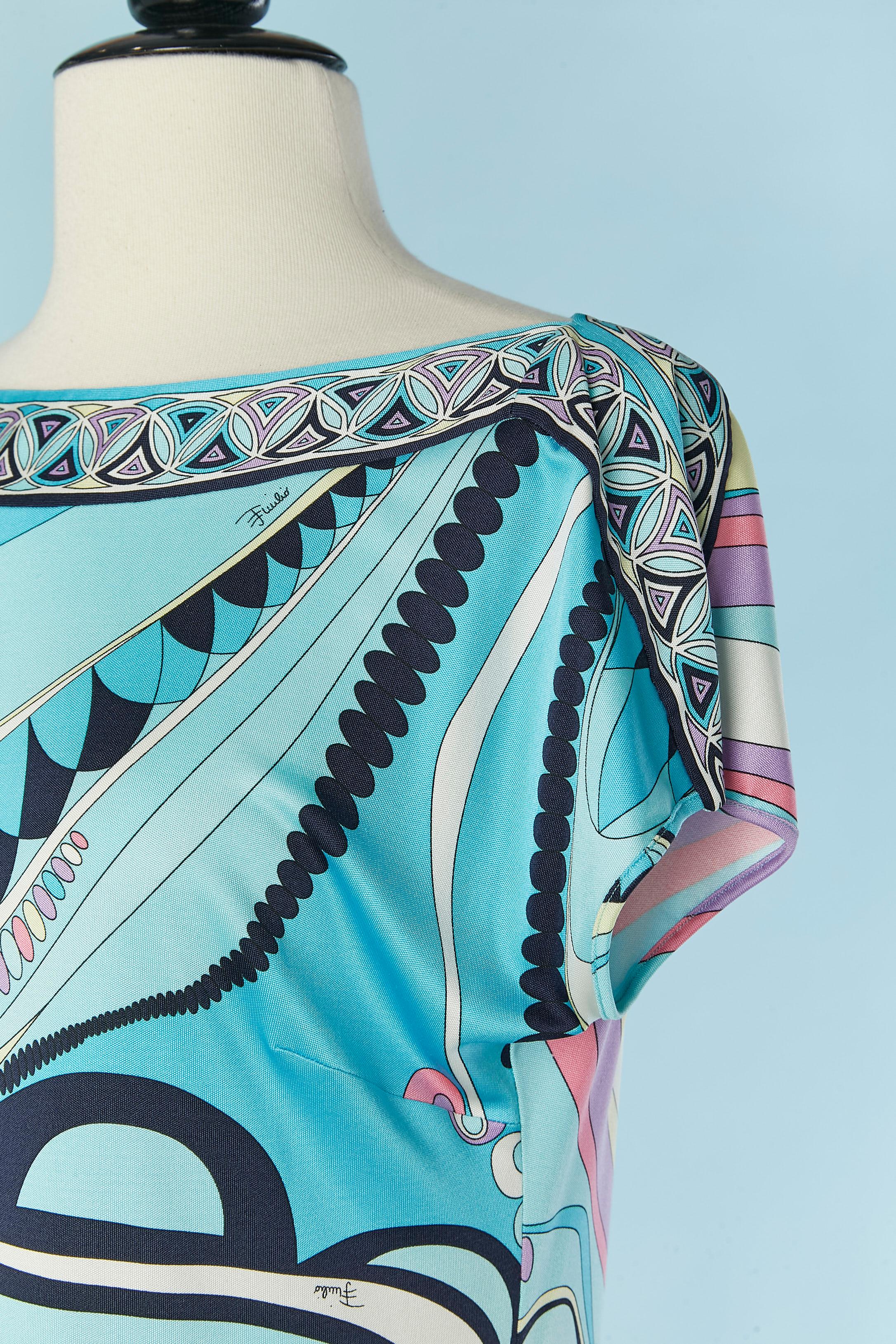 Bedrucktes Kleid aus Seidenjersey EMILIO PUCCI (Blau) im Angebot