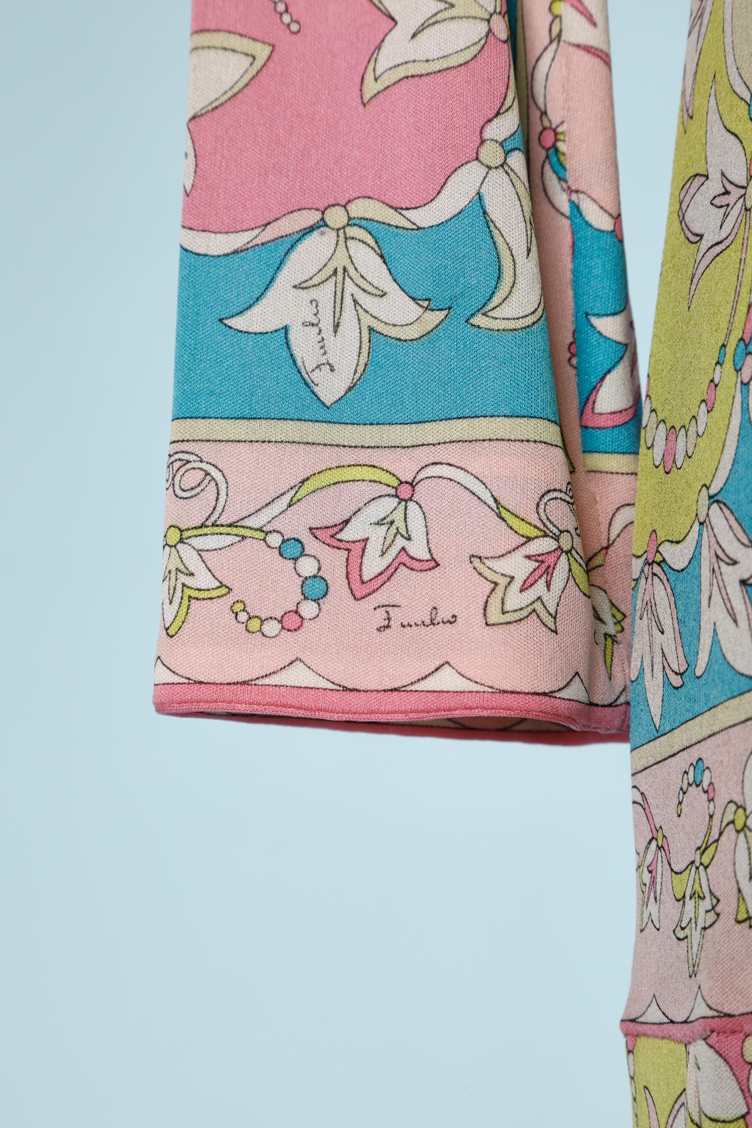Printed silk jersey dress with pleated skirt Emilio Pucci In Excellent Condition For Sale In Saint-Ouen-Sur-Seine, FR