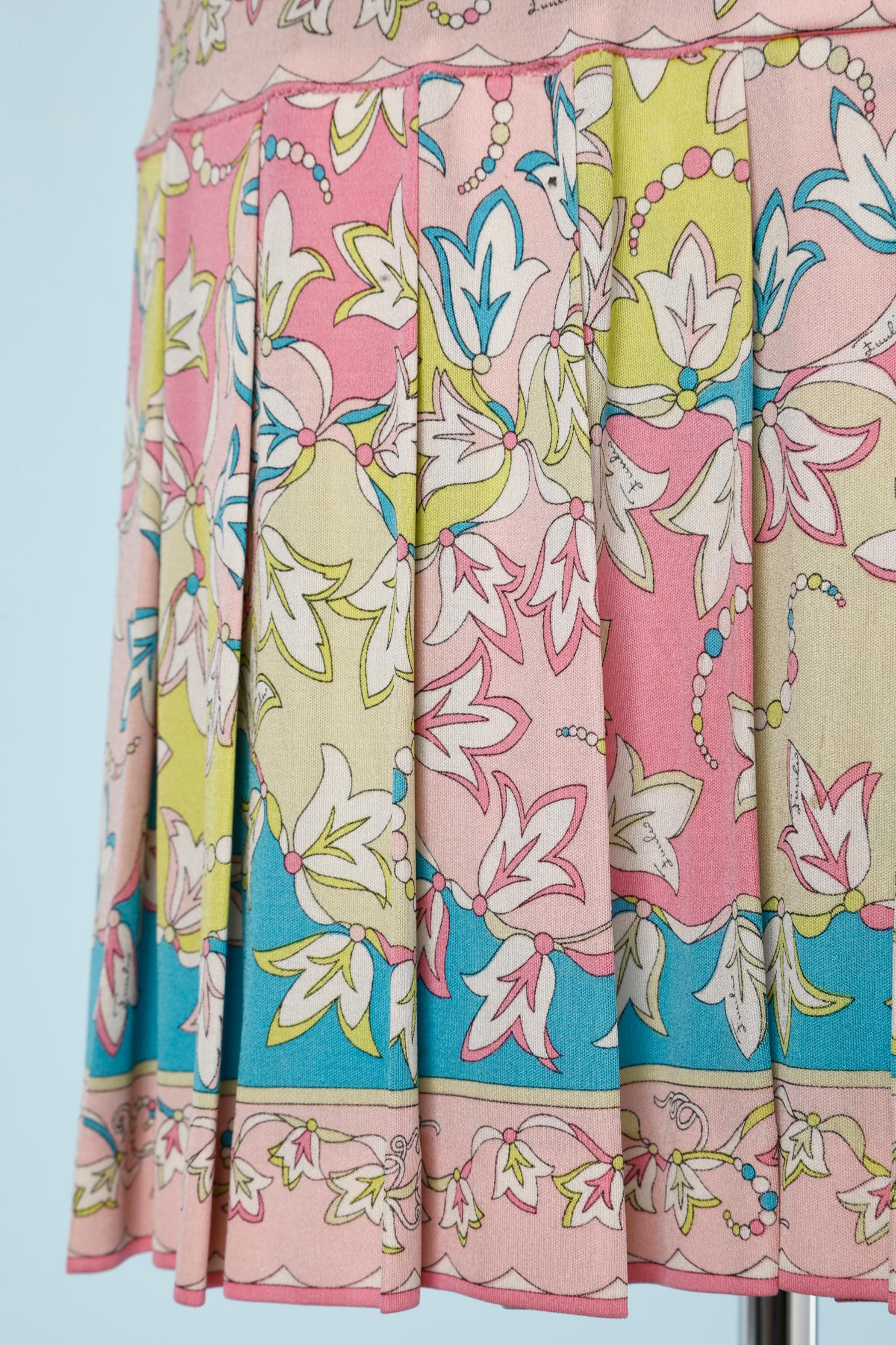 Women's Printed silk jersey dress with pleated skirt Emilio Pucci For Sale