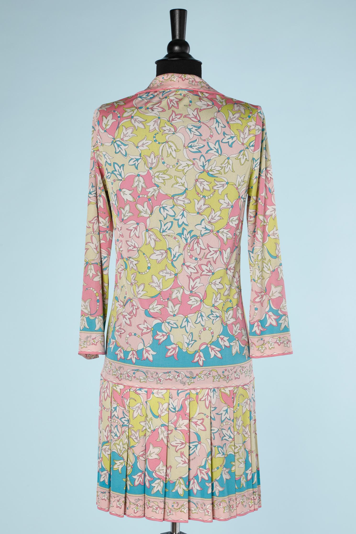 Printed silk jersey dress with pleated skirt Emilio Pucci For Sale 3