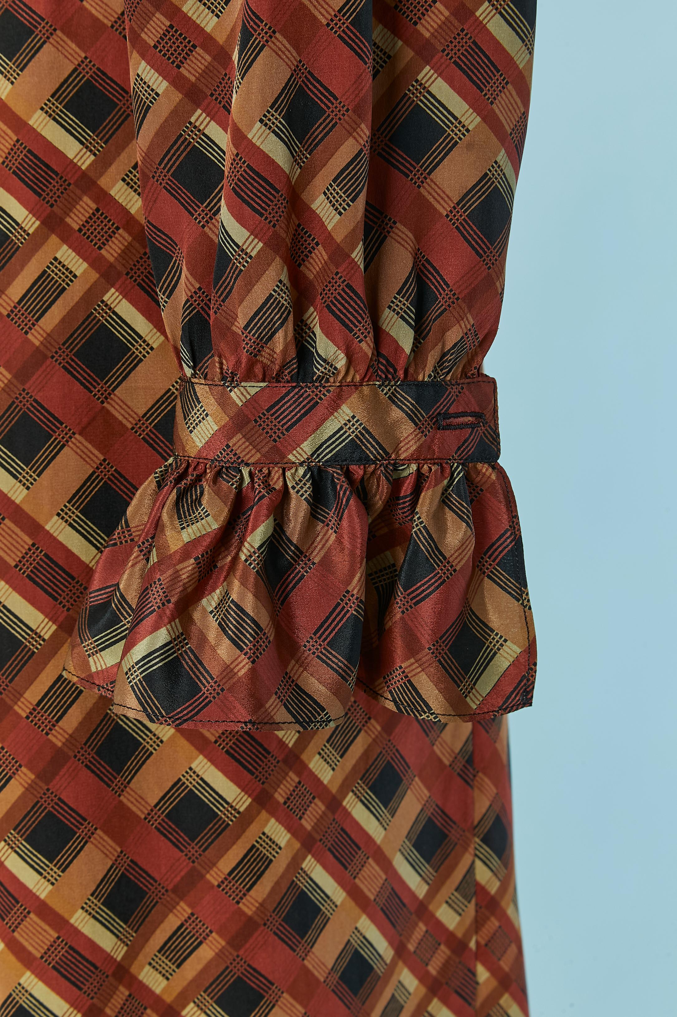 Women's Printed silk shirt and pleated skirt ensemble Saint Laurent Rive Gauche For Sale